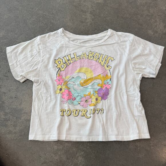 Vintage Y2K Billabong Surf Ocean Summer Waves Beach Crop Casual Graphic Tee L - Picture 1 of 5